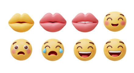 Fototapeta premium Digital emojis displaying human emotions