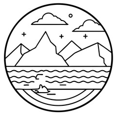 Arctic Ocean line art vector