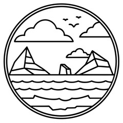 Arctic Ocean line art vector