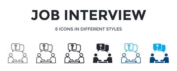 Job Interview Icon In Different Style Vector Illustration. Designed In Thin Line, Regular Line, Bold Line, Glyph, Color Line, And Color Glyph Style Can Be Used For Web