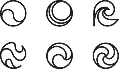 Seamless pattern of black and white abstract circular shapes on a white background