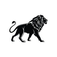 Majestic lion walking silhouette