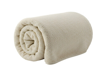 Rolled Up Soft Cream Towel Clean and Fresh Texture Spa and Wellness Concept isolated on white or transparent background. PNG