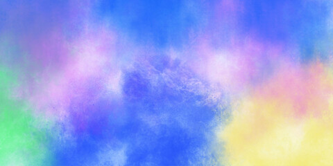 Colorful powder explosion background with blue purple pink yellow and green