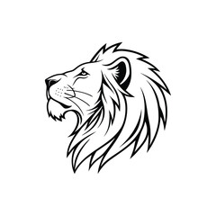 Majestic lion head profile silhouette with flowing mane