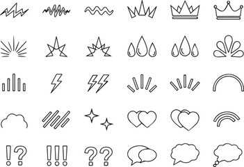 Creative abstract doodles line art vector set