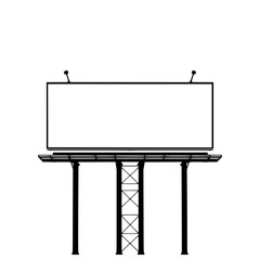 Obraz premium Blank Billboard Silhouette: A simple black and white vector illustration of a large, empty billboard with lights, perfect for advertising and design projects.