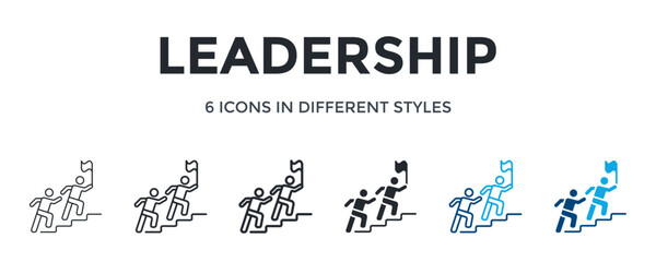 Leadership Icon In Different Style Vector Illustration. Designed In Thin Line, Regular Line, Bold Line, Glyph, Color Line, And Color Glyph Style Can Be Used For Web © San D