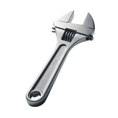 Adjustable wrench on transparent background