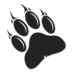 Cartoon vector illustration set of black animal paw print icons