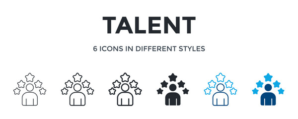 Talent Icon In Different Style Vector Illustration. Designed In Thin Line, Regular Line, Bold Line, Glyph, Color Line, And Color Glyph Style Can Be Used For Web