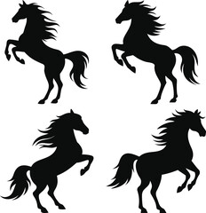 Majestic Horse Silhouette Standing Tall and Proud with Flowing Mane | Photorealistic Digital Art