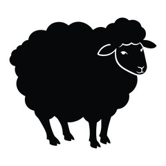 Fototapeta premium Stylized black sheep vector illustration isolated on white background for graphic design projects