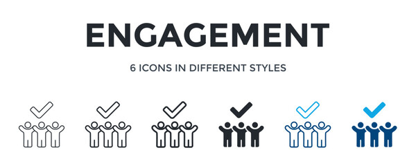 Engagement Icon In Different Style Vector Illustration. Designed In Thin Line, Regular Line, Bold Line, Glyph, Color Line, And Color Glyph Style Can Be Used For Web