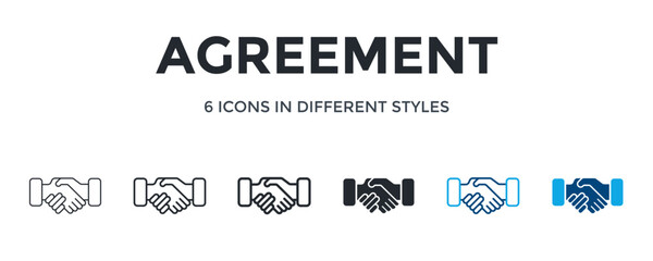 Agreement Icon In Different Style Vector Illustration. Designed In Thin Line, Regular Line, Bold Line, Glyph, Color Line, And Color Glyph Style Can Be Used For Web
