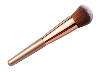 A brown and rose gold makeup brush isolated on white and transparent background