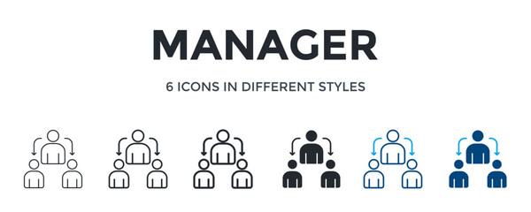 Fototapeta premium Manager Icon In Different Style Vector Illustration. Designed In Thin Line, Regular Line, Bold Line, Glyph, Color Line, And Color Glyph Style Can Be Used For Web