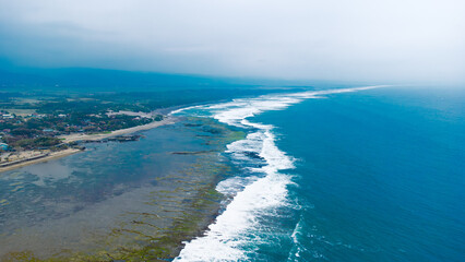 aerial view of the sea night blue nature
