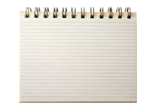 Large notepad page isolated on white background