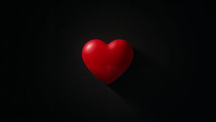 Vibrant Red Heart Symbol on Dark Background, Representing Love, Compassion, and Romantic Emotion in a Minimalist Style