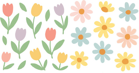 Cute Pastel Flowers Pattern