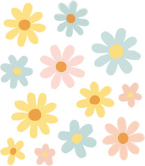 Pastel Daisy Flower Pattern Illustration
