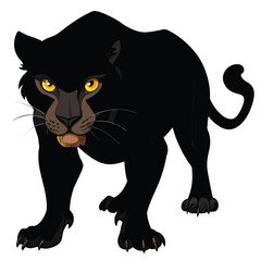 Black cat vector illustration featuring a cute feline silhouette