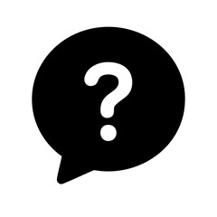Question mark bubble icon black silhouette on transparent background

