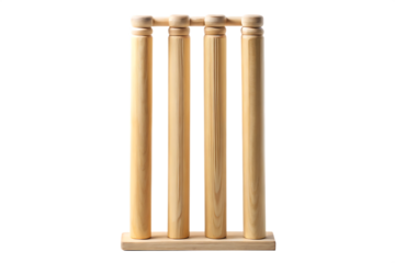  a set of three wooden cricket stumps standing isolated on white background  PNG, AI GENERATED