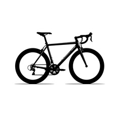 Fototapeta premium Minimalist black outline drawing of a bicycle from a side view, used in transportation or fitness designs.
