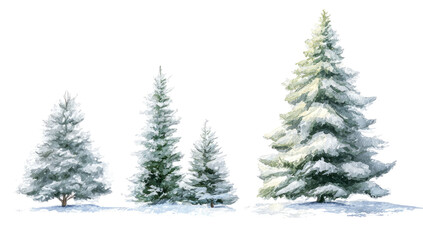 Fototapeta premium Four snow-covered Christmas trees