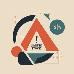 Limited stock warning design in abstract geometric style  