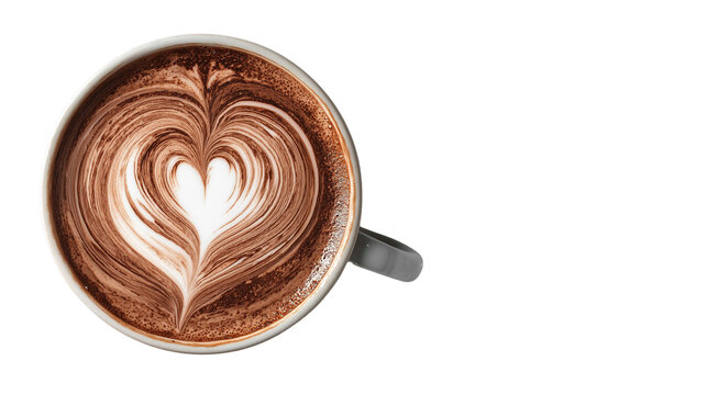 top view of coffee cappuccino heart milk isolated on white background - Powered by Adobe