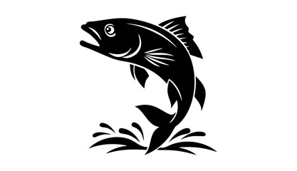 Illustration of a fish jumping out of the water with splash on a white background design art
