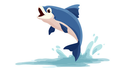 Illustration of a fish jumping out of the water with splash on a white background design art