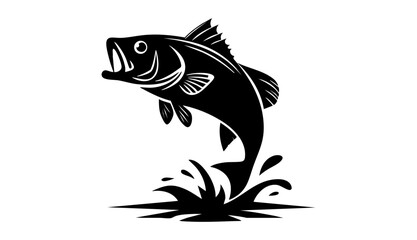 Illustration of a fish jumping out of the water with splash on a white background design art