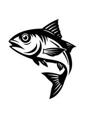 Illustration of a fish jumping out of the water with splash on a white background design art