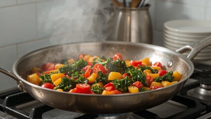 Sautéed Vegetables in a Pan A Healthy and Flavorful Kitchen Scene