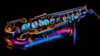 Colorful saxophone close up