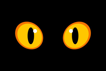 Cat's eyes in a dark. Yellow Eyes of a cat in the dark. Dangerous eyes of a cat. Vector icon