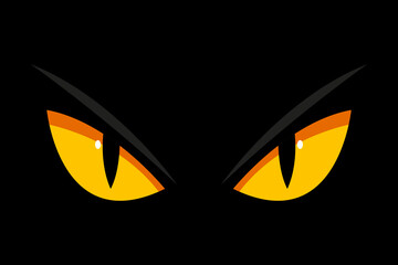 Glowing Cat Eyes in the Dark, Spooky Yellow Eyes Clipart