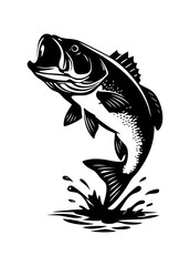 Illustration of a fish jumping out of the water with splash on a white background design art