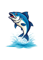 Illustration of a fish jumping out of the water with splash on a white background design art