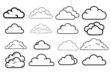 Cloud Outline Icons Vector