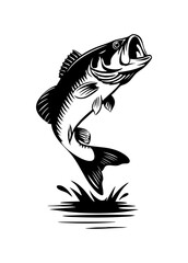 Illustration of a fish jumping out of the water with splash on a white background design art
