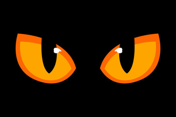 Cat's eyes in a dark. Yellow Eyes of a cat in the dark. Dangerous eyes of a cat. Vector icon