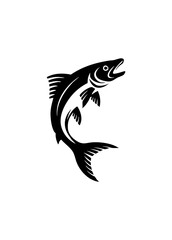 Illustration of a fish jumping out of the water on a white background design art