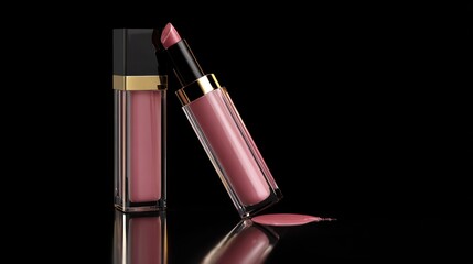 Mauve lipstick tubes on black background