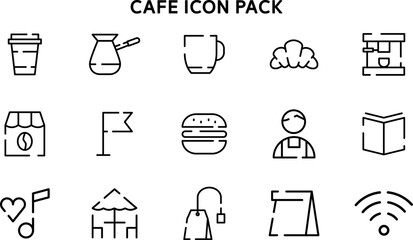 Minimalistic Modern Rounded Outline Cafe Icon Pack