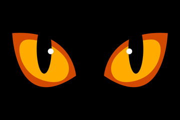 Cat's eyes in a dark. Yellow Eyes of a cat in the dark. Dangerous eyes of a cat. Vector icon
